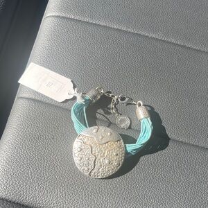 Artistic Silver and Teal Bracelet
